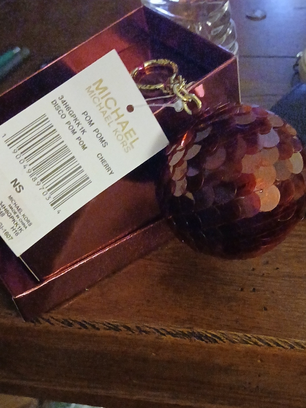 MICHAEL Michael Kors Cherry Red Sequin Pom-Pom Bag Charm